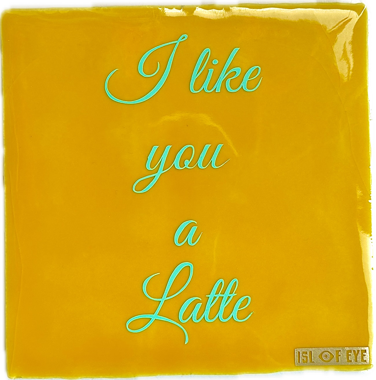 keramieken tegeltje met tekst Isl of Eye