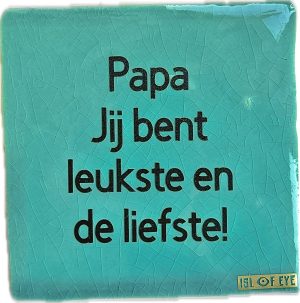 keramieken tegeltje met tekst Isl of Eye