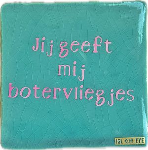 keramieken tegeltje met tekst Isl of Eye