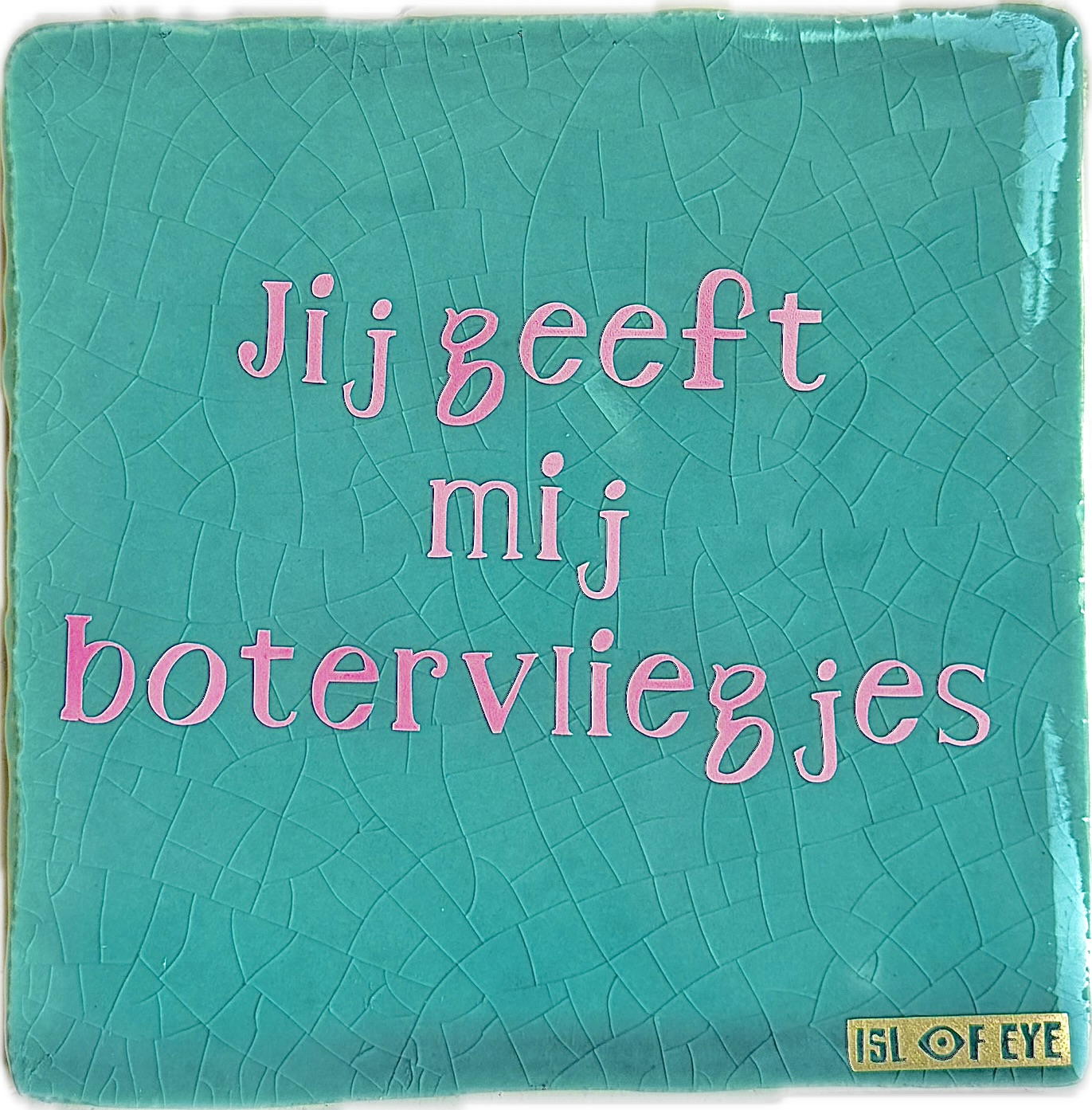 keramieken tegeltje met tekst Isl of Eye
