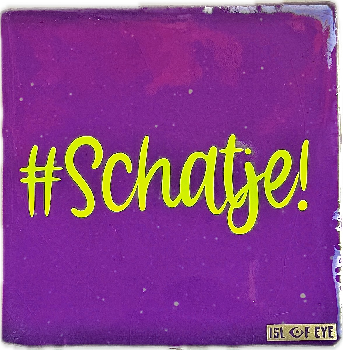 keramieken tegeltje met tekst Isl of Eye