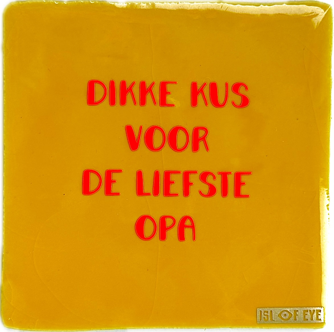 keramieken tegeltje met tekst Isl of Eye