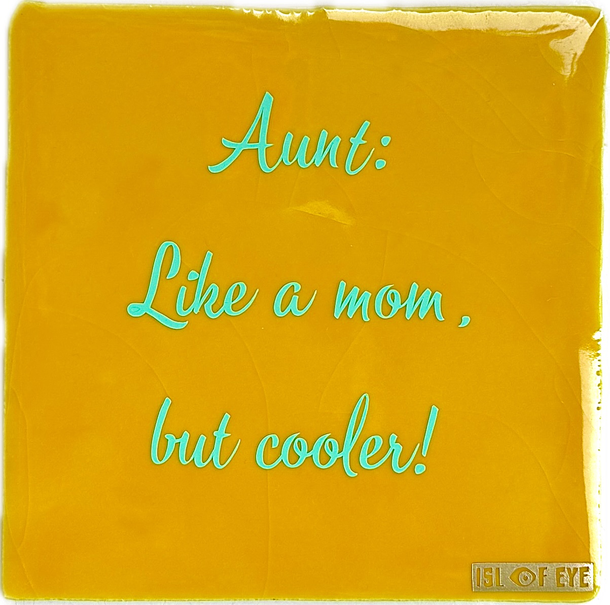 keramieken tegeltje met tekst Isl of Eye