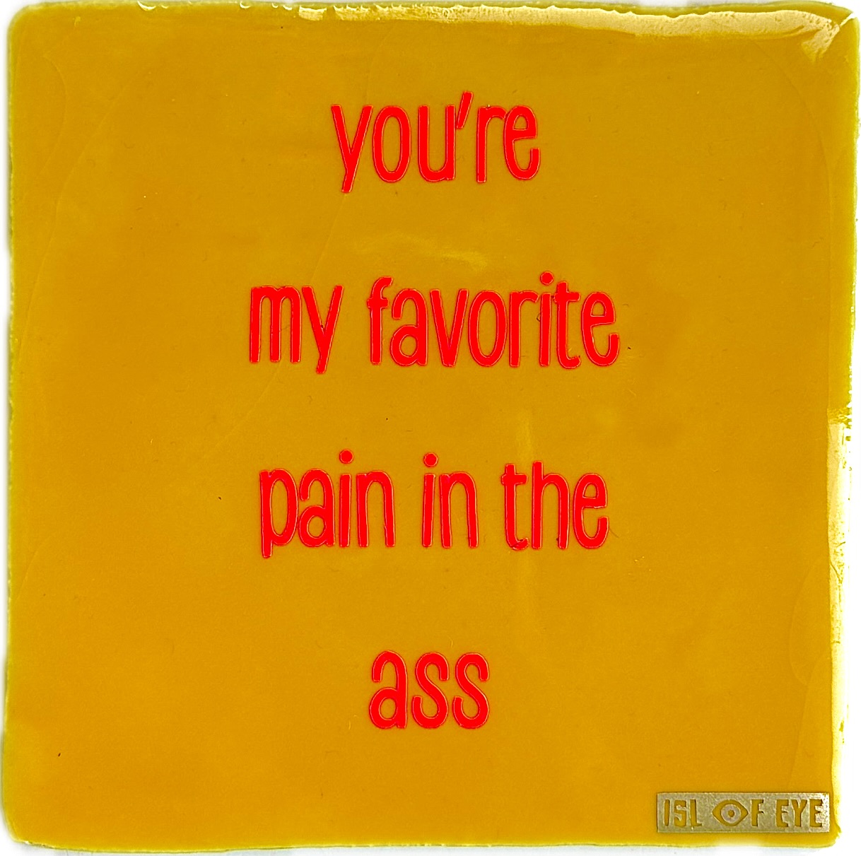 keramieken tegeltje met tekst Isl of Eye